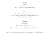 Prix Fixe Menu  The Wheathill Restaurant  Restaurant Menu Formats in Prix Fixe Menu Template