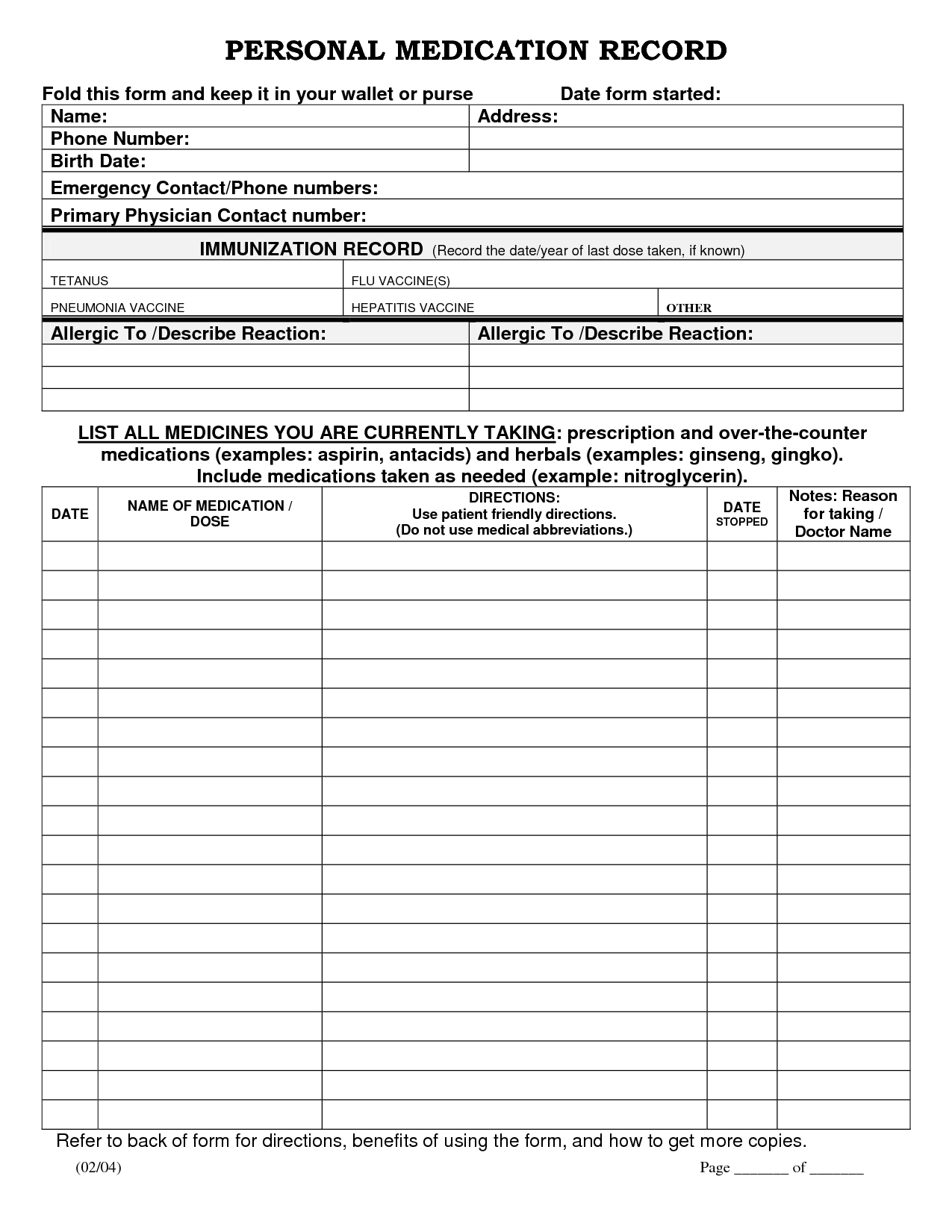 Template Ideas Free Printable Medication Fascinating List Blank For Blank Prescription Form Template