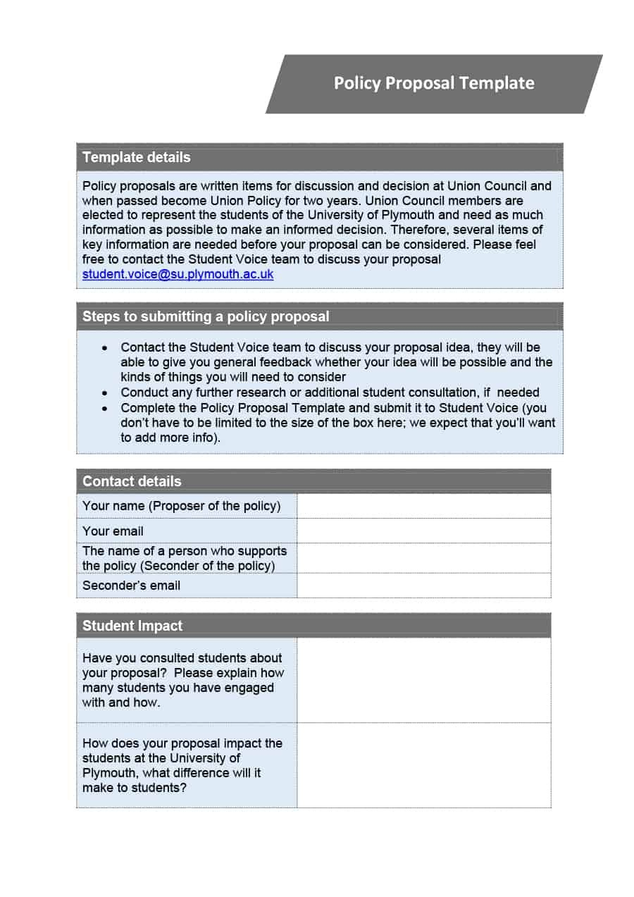Professional Policy Proposal Templates  Examples ᐅ Template Lab Regarding Policy Proposal Template